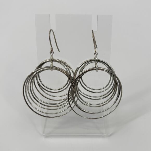 Lot of 5 Pairs of Earrings, Silver-Toned, Drop, Dangle, and Hand-Painted Designs - Picture 10 of 11